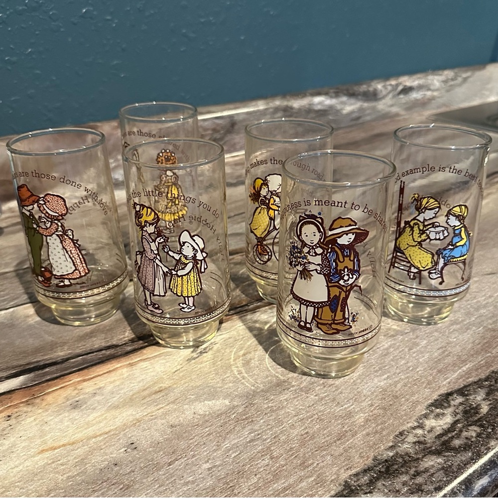 6-Holly Hobbie Happy Talk Coca-Cola  Drinking Glass Vintage American Greetings
